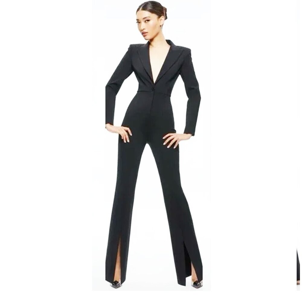 Alice + Olivia Black Donovon Blazer Fitted Jumpsuit , Size 2